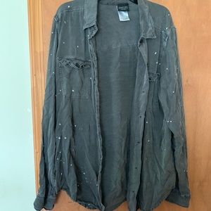 Paint splattered button up